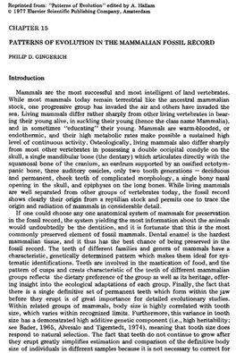 Chapter 15 Pa'iterns of Evolution in the Mammalian