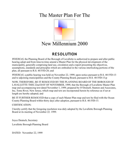 The Master Plan for the New Millennium 2000