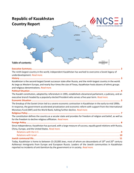 Republic of Kazakhstan Country Report