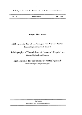 Bibliographie Der Übersetzungen Von Gesetzestexten / Von