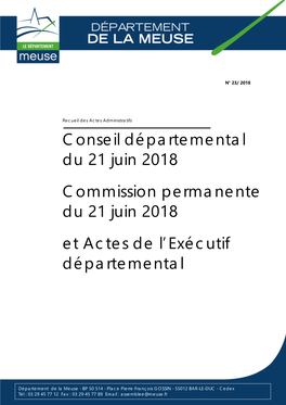 Conseil Départemental Du 21 Juin 2018