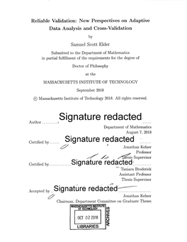 Redacted. Department of Mathematics August 7, 2018 Cetiid Y...Signature Redacted -- Certified By