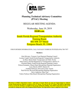 Planning Technical Advisory Committee (PTAC) Meeting