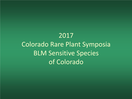 2017 Colorado Rare Plant Symposia BLM Sensitive Species of Colorado Aletes Lithophilus (= Neoparrya Lithophila) Rock-Loving Neoparrya
