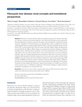 Fibrocystic Liver Disease: Novel Concepts and Translational Perspectives