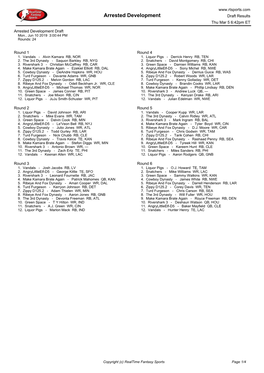 Arrested Development Draft Results Thu Mar 5 6:42Pm ET