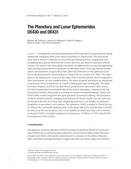 The Planetary and Lunar Ephemerides DE430 and DE431