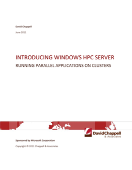 Introducing Windows Hpc Server Running Parallel Applications on Clusters
