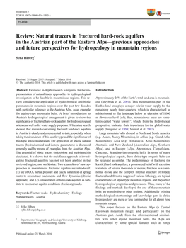 Natural Tracers in Fractured Hard-Rock Aquifers in the Austrian Part of The