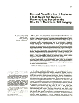 Revised Classification of Posterior Fossa Cysts and Cystlike Malformations Based on the Results of Multiplanar MR Imaging