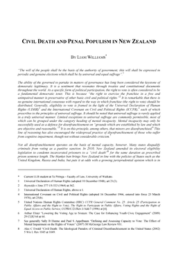 Civil Death and Penal Populism in New Zealand