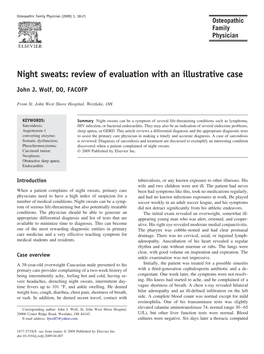 Night Sweats: Review of Evaluation with an Illustrative Case