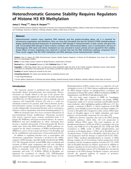 Heterochromatic Genome Stability Requires Regulators of Histone H3 K9 Methylation