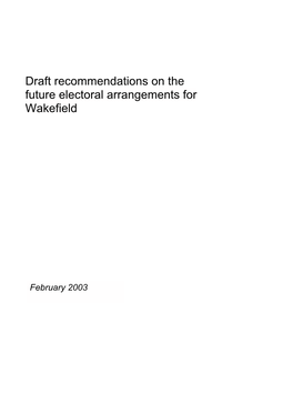 Draft Recommendations on the Future Electoral Arrangements for Wakefield