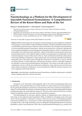 Nanotechnology As a Platform for the Development of Injectable Parenteral Formulations: a Comprehensive Review of the Know-Hows and State of the Art