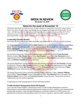 WEEK in REVIEW Grassroots Lobbying November 18, 2016 Network