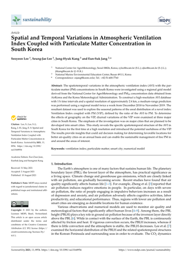 Spatial and Temporal Variations in Atmospheric Ventilation Index Coupled with Particulate Matter Concentration in South Korea