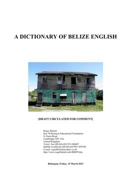 A Dictionary of Belize English