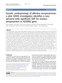 A Pilot GWAS Investigation Identifies a New Genome-Wide