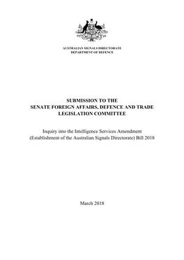 Submission to the Senate Foreign Affairs, Defence and Trade Legislation Committee