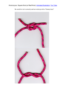 Knot-Du-Jour: Square Knot (Or Reef Knot) Animated Illustration, You Tube