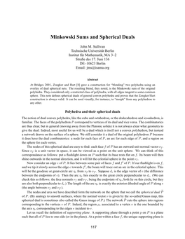 Minkowski Sums and Spherical Duals