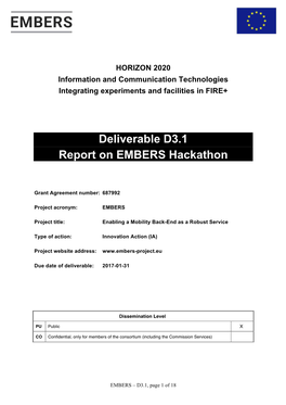 Deliverable D3.1 Report on EMBERS Hackathon