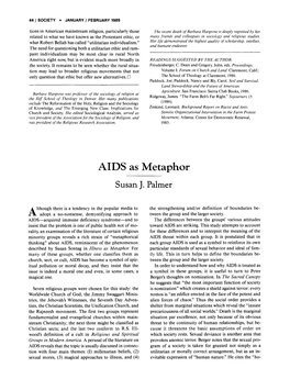 AIDS As Metaphor Susan J