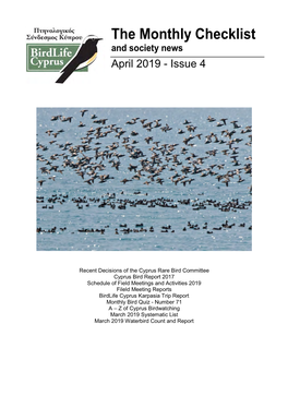 The Monthly Checklist and Society News April 2019 - Issue 4