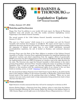 Legislative Update 119Th General Assembly