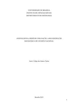 Universidade De Brasília Instituto De Ciências Sociais Departamento De Sociologia