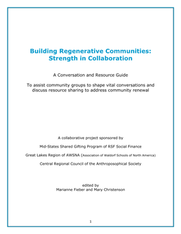 Building Regenerative Communities Conversation and Resource