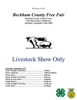 Welcome to the Beckham County Jr Livestock Show