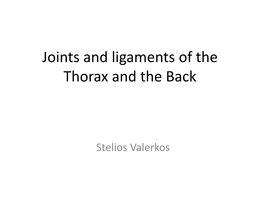 Joints and Ligaments of the Thorax and the Back