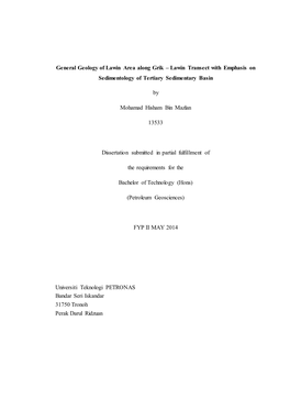 General Geology of Lawin Area Along Grik – Lawin Transect with Emphasis on Sedimentology of Tertiary Sedimentary Basin