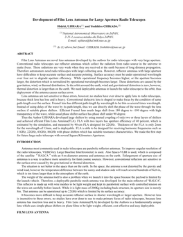 Development of Film Lens Antennas for Large Aperture Radio Telescopes