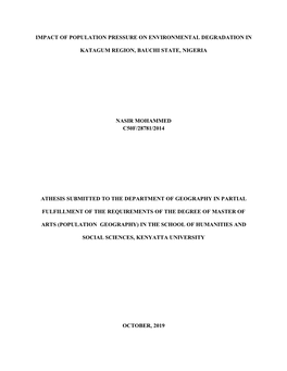 Impact of Population Pressure on Environmental Degradation In