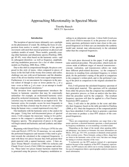 Approaching Microtonality in Spectral Music