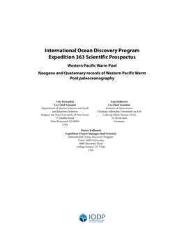 International Ocean Discovery Program Expedition 363