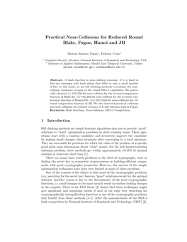 Practical Near-Collisions for Reduced Round Blake, Fugue, Hamsi and JH