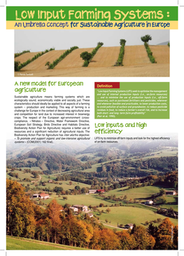 Low Input Farming Systems : an Umbrella Concept for Sustainable Agriculture in Europe