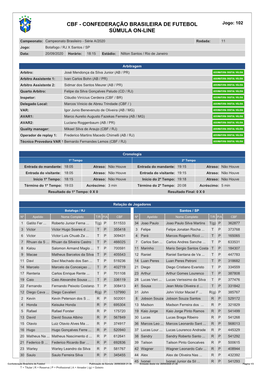 CBF - CONFEDERAÇÃO BRASILEIRA DE FUTEBOL Jogo: 102 SÚMULA ON-LINE