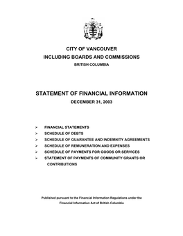 Statement of Financial Information 2003