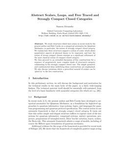 Abstract Scalars, Loops, and Free Traced and Strongly Compact Closed Categories