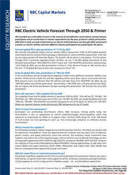 RBC Electric Vehicle Forecast Through 2050 & Primer