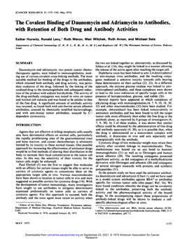 The Covalent Binding of Daunomycin and Adriamycin to Antibodies, with Retention of Both Drug and Antibody Activities