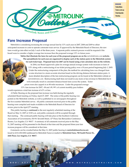 May 2007 Metrolink Matters