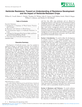 Herbicide Resistance: Toward an Understanding of Resistance Development and the Impact of Herbicide-Resistant Crops William K