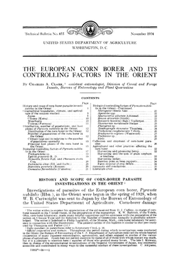 THE EUROPEAN CORN BORER and ITS CONTROLLING FACTORS in the ORIENT Lîy CHARLES A