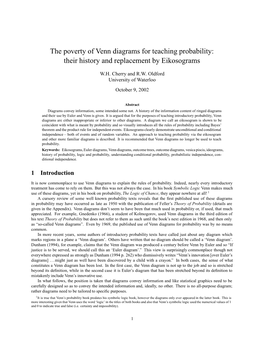 The Poverty of Venn Diagrams for Teaching Probability: Their History and Replacement by Eikosograms